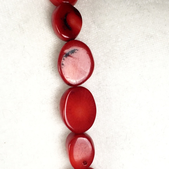 Red Coral Necklace Sterling Silver - Picture 4 of 8